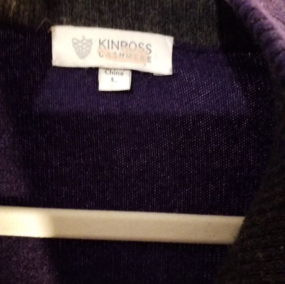 MENS KINROSS CASHMERE 1/4 FROT ZIP SWEATER PURPLE SZ LARGE - Picture 3 of 4